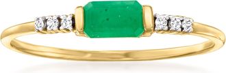 RS Pure by Ross-Simons Emerald Ring With Diamond Accents in 14kt Yellow Gold