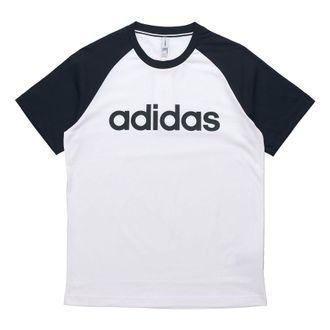 adidas neo M Esntl Rgln T Logo Printing Colorblock Sports Short Sleeve White GJ8945