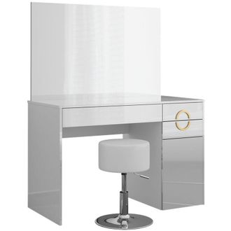 Vicco Tavolo da toeletta Adela, Bianco, 115 cm con sgabello