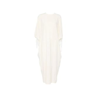 Alberta Ferretti Maxi jurk met boothals en verenboord - Dames - Jurken - Wit - Maat: S