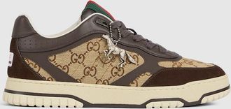 Gucci Mens Gucci Re-Web Sneaker, Brown, Leather