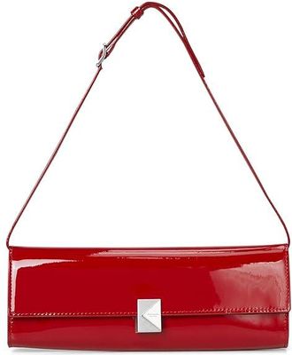 Kate Spade New York Deco Patent Leather Soft Mini Shoulder Wallet Womens Handbags Dark Scarlet