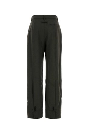 Jean Paul Gaultier Womens Dark Grey Wool Blend Pant Khaki Exterior: Virgin Nylon Pantaloni Trousers