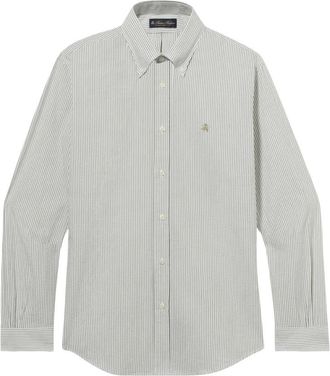 Brooks Brothers Regular Fit Seersucker Overhemd met Button Down Kraag - Heren - Casual Overhemden - Groen - S - Katoen - Overhemden