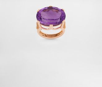 Dolce & Gabbana Anna Ring In 18-carat Red Gold With Amethyst And Diamonds - Woman Rings Red 46