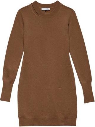 Frame Denim Cutout Long Sleeve Cashmere Blend Sweater Minidress in Camel at Nordstrom Rack, Size Large