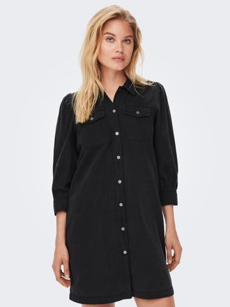 Only Jeanskleid ONLY ONLFELICA DNM DRESS NOOS, Damen, Gr. XS, N-Gr, schwarz (washed schwarz), Denim/Jeans, Obermaterial: 100% Baumwolle, unifarben, relaxed