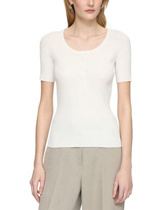 Lafayette 148 New York Ribbed Button Sweater