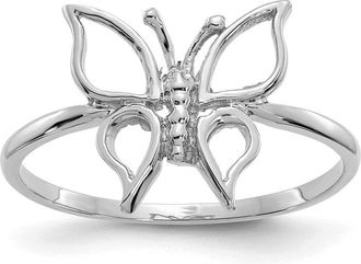Diamond2Deal 14k White Gold Polished Butterfly Ring