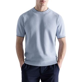 Mango Short Sleeve Piqu&eacute; Top in Sky Blue at Nordstrom, Size Xx-Large