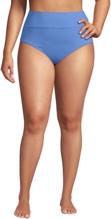 Lands End Chlorine Resistant Pinchless High Waisted Bikini Bottoms in Lake Blue at Nordstrom, Size 24W