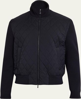 Loro Piana Mens Hopton Quilted Full-Zip Bomber Jacket