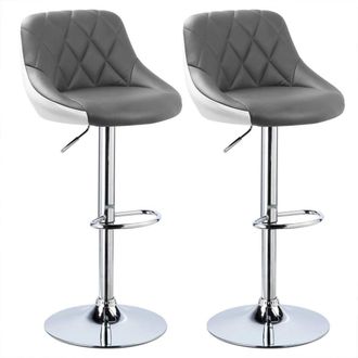 Woltu Set 2 Sgabelli Bar Cucina Girevole Schienale Alto In Ecopelle Vari Colori Colore: Grigia + Bianco
