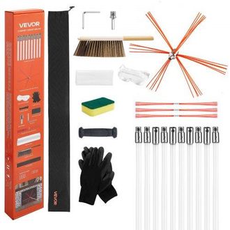 OEM Kit De Cepillo Limpieza De Chimenea, 10 M Varilla Flexible De Nylon, 3 Recambios De Cerdas, Guantes, Gafas, Bolsa, Deshollinador Flexible A 90&deg; Para C
