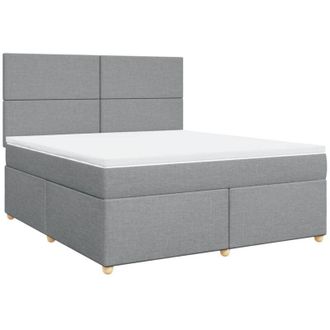 vidaXL Vidaxl - Cama Box Spring Con Colch&oacute;n Tela Gris Claro 180x200 Cm