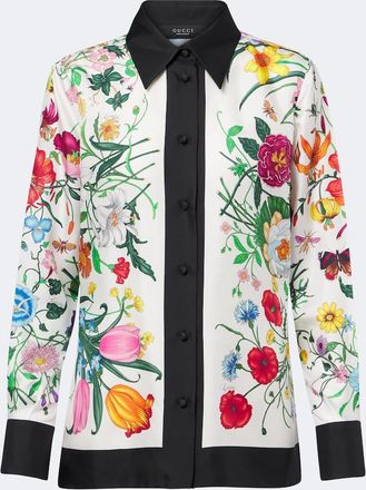Gucci Camicia Gucci Flora in twill di seta