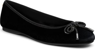 Birdies The Hummingbird Flats Velvet in Black Velvet Bow at Nordstrom, Size 10.5