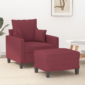 vidaXL Sill&oacute;n Con Taburete Tela Rojo Tinto 60 Cm Vidaxl