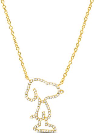 Crislu x Peanuts Pav&eacute; Snoopy Silhouette Pendant Necklace in 18Kt Yellow Gold /Clear Stone at Nordstrom, Size 16