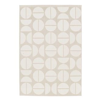 Sweeek Alfombra interior/exterior dise&ntilde;o geom&eacute;trico beige poli&eacute;ster reciclado
