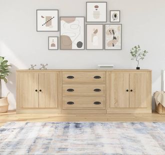 vidaXL Aparadores 3 Piezas Madera Contrachapada Color Roble Sonoma Vidaxl