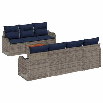 vidaXL Set Divano Da Giardino 8 Pz Grigio Polyrattan Vidaxl