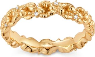 Made by Mary Cubic Zirconia Birthstone Flower Eternity Band Ring in Gold February at Nordstrom, Size 10