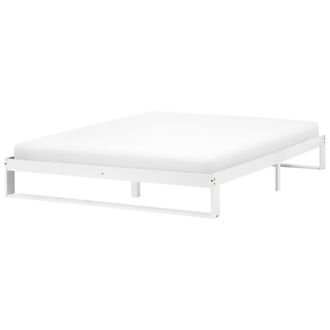 Beliani Cama Con Somier Estilo Minimalista De Madera De Pino 180 X 200 Cm Sin Cabecero Blanco Talairan