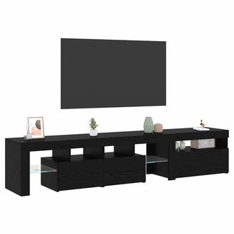 Berkfield Home TV Cabinets 2 pcs with LED Lights Black Oak Engineered Wood