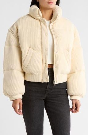 Blank NYC Sweater Bomber Puffer Jacket in Cream Pie at Nordstrom Rack, Size Large