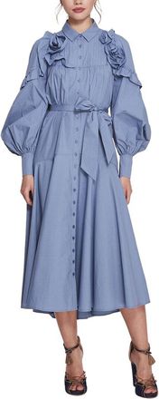 Marchesa Rosette Ruffle Midi Dress