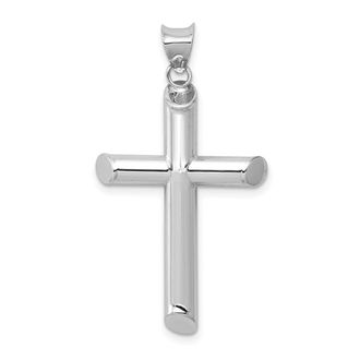 Diamond2Deal 14k White Gold Polished Tube Cross Pendant