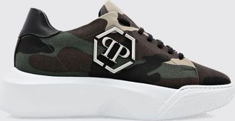 Philipp Plein Sneakers basse in cotone camouflage con suola chunky e logo Hexagon