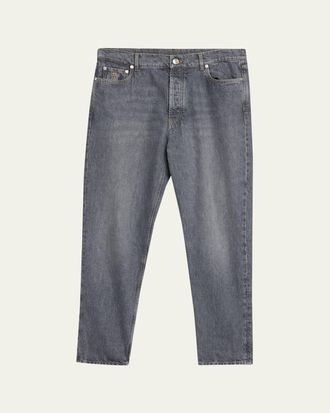 Brunello Cucinelli Mens Rinsed Grey Denim Straight-Leg Jeans