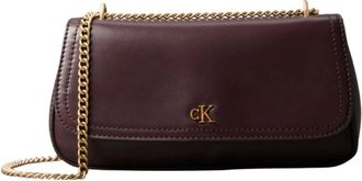 Calvin Klein Tassen, Dames, Rood, ONE Size, Convertible Chain Tas in Bourgondië