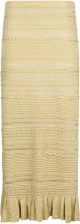Liu Jo Gonna lunga in maglia traforata - Dames - Midirokken - Geel - M - Polyester - Rokken