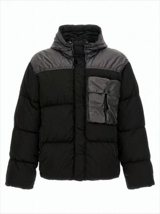 C.P. Company Quilted Black Padded Jacket With Hood And Chest Pocket