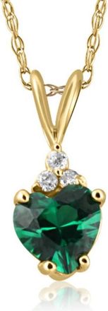 Pompeii3 Emerald & Diamond Heart Pendant Necklace in 14k White or Yellow Gold