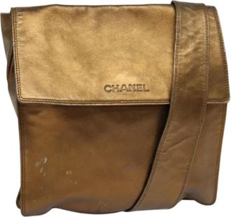 Chanel Pre-owned Cross Body Bags, female, Yellow, Size: ONE SIZE Pre-owned Vintage Leather Cross Body Bag