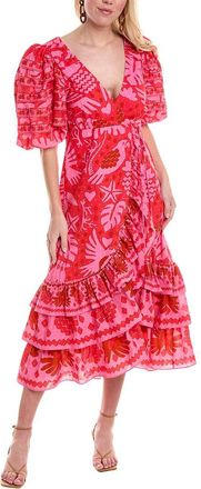 Farm Rio Farm Rio Jungle Scarf Red Wrap Midi Dress