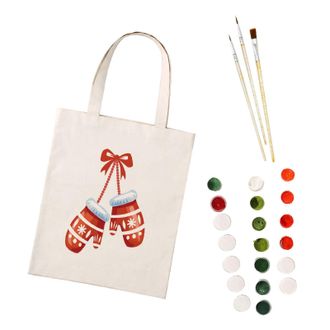Generic CXINLky Painting by Numbers Canvas Bag, Creative DIY Painting by Numbers Shoulder Bag Handbag with Large Capacity, 06 Gloves, Medium