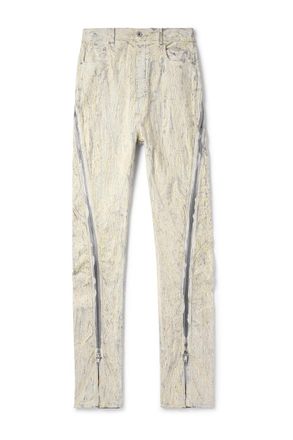 Rick Owens Bolan Banana Flared Zip-Detailed Metallic Megacrust Jeans