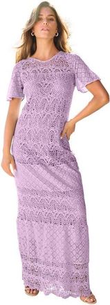Roaman's Crochet Lace Maxi Dress in Pale Lavender at Nordstrom, Size 32