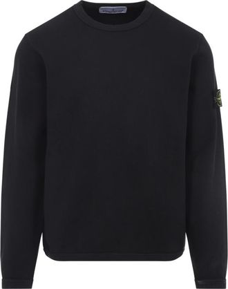 Stone Island Black Crewneck Logo Sweatshirt