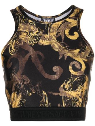 Versace Jeans Couture baroque-print tank top - women - Polyester/Elastane - 38 - Black