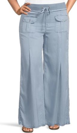 Xcvi Womens XCVI Loen Pants Pacific Raw Hem Drawstring Waist Wide Leg GBO1716