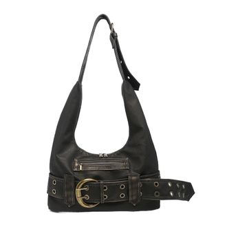 Generic PU Leather Belt Buckle Handbag Vintage Party Shoulder Bag Y2k Tote Bag (Bronze)