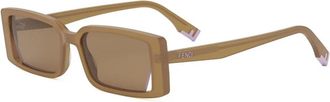 Fendi Rechthoekige zonnebril met diagonale snede - unisex - Zonnebrillen - Oranje - 53 MM - Accessoires