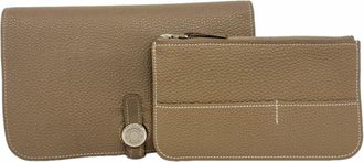 Herm&egrave;s Etoupe Gray Togo Leather Long Wallet (Bi-Fold) (Pre-Owned)