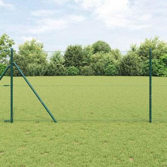 vidaXL Reja Con Postes Verde 1 X 50 M Acero Recubierto De Pvc Vidaxl